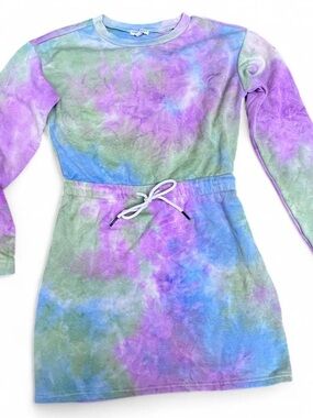 Angel Kiss Pastel Tie Dye
Sweatshirt Dress Small Blue Purple Green Festival
